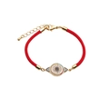 Ethnic Evil Eye charm bracelet with red braided cord and gold-plated cubic zirconia stones - CB00209 Oval Eye / Red