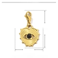 Detailed size parameter of heart-shaped stainless steel pendant with natural black stone - Gold Heart Eye Black Stone