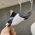 Minimalist manta ray acetate hair claw clip with black and white marble texture - Manta Ray Shape / Black