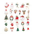Macro shot of assorted Christmas enamel charms including Santa, elk, and bells - Mixed 30 Enamel Christmas Styles 30g-HK416
