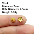 Macro shot of 7mm gold-plated 8-petal flower bead caps for DIY jewelry making - No.4 (Dia 7mm/Hole 1.5mm)