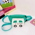 Cartoon car shaped chest bag for kids in green and white color contrast design - Lake Green