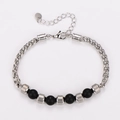 Bracciale da uomo in acciaio inossidabile con perle nere opache e distanziatori incisi - Stile con Perle Nero Opaco / Nero