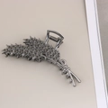 Close-up of a silver-toned metal hair claw clip featuring a wheat ear design with rhinestones - Style B Wheat Claw-Gun Black / Bulk Packaging