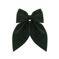 Handgefertigte dunkelgrüne Satin-Haarschleife mit langen Bändern im Minimalstil - Dunkelgrün