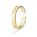 Anello aperto placcato oro 18K con incisione Lucky e dettaglio maglia a catena - Catena con lettere Lucky / Oro