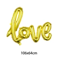 Golden script Love foil balloon for Valentine's Day party decoration, 106x64cm size - Large Connected LOVE Gold