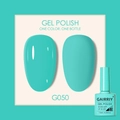 Mint green gel nail polish G050 in 7.5ml bottle with glossy and matte finish chips - Tiffany Blue (050)