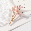 Spilla calla in smalto rosa con stelo dorato e strass scintillanti per abiti chic - Rosa