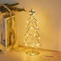 Gold metal wire Christmas tree with warm LED lights and crystal ornaments on a stand - Style C Gold + LED Lights