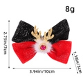 Fermaglio natalizio in velluto rosso e nero con corna dorate e gemma rosa da 7 cm - Rosso e Nero
