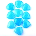 Set of ten 20mm blue heart-shaped natural gemstone crystals with unique textures - Synthetic Blue Jade