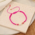 Bohemian rose red woven bead bracelet with shell accents on a natural stone base - Rose Red (1#)