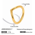 Anello a V ondulato in oro in acciaio inossidabile impermeabile e lucido - US 7 / Onda Dorata a Forma di V