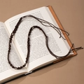 Bohemian dark brown braided waist chain with silver beads and tassel detail - Dark Brown Rope Wood Alloy Bead (X451-16)