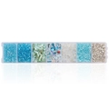 7-grid box with blue and green AB irregular crushed glass and shells for DIY crafts - Light Blue