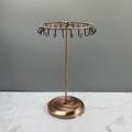 Rotating bronze iron jewelry rack for displaying necklaces and earrings with many hooks - Bronze Round Base