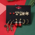Close-up of a 6-pair Christmas earring set with reindeer, snowflake and tree designs - 6 Pairs/Set Snowflake Christmas Tree C-shape