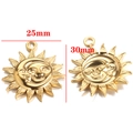 Detail of sun and moon face charms in gold finish with 25mm and 30mm size measurements - Style F / Gold