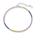 S925 sterling silver tennis bracelet with colorful gradient stones and heart tag - Rainbow Gradient
