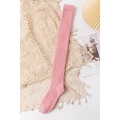 Soft pink coral fleece over-knee socks for women warm winter leg warmers - One Size / Pink