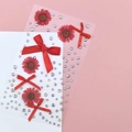 DIY makeup gems featuring red dried flowers, ribbons, and AB crystals on transparent film - Red Dried Flower Butterfly (BJA-661)