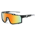 Outdoor cycling sunglasses with black frame and orange mirrored lenses in 45-degree view - Black Frame Red Mirrored Lens