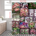Dettaglio della tenda da doccia con fiori in vetro colorato, dimensioni 180 cm in bagno - 90*180cm / Verde