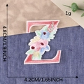 Letter Z floral embroidered patch for clothing DIY decor size 4.2x4.8cm pink and blue - Letter Z / Hot Melt Adhesive