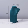 Dark green velvet necklace display bust stand with dimension markings 20x12x7.5cm - Green Velvet H-type 20cm High