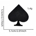 Detailed view of Ace of Spades embroidery patch with precise size and weight dimensions - Style 9 (Single Spade)