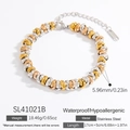Dreifarbiges geflochtenes Metallperlenarmband aus gold silber rosegold Edelstahl - 18k Gold / Dreifarbig (Gold Silber Roségold)