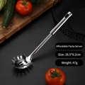 Polished stainless steel pasta server 26.5x6.2cm with serrated edges for kitchen use - Standard Style Pasta Server (0.6mm)