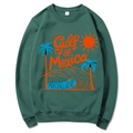 Dark green Gulf of Mexico beach sunset graphic sweatshirt in medium size - Dark Green