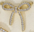 Golden bow pendant connector paved with clear zircon crystals for DIY jewelry making - Bowknot Connector-ZTP0062