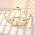 Corbeille à fruits ronde moderne en fil doré, dimensions 25cm diamètre sur 8,5cm hauteur - Moyen (25x8.5cm) / Doré