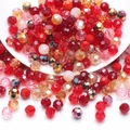 Macro shot of faceted crystal glass beads in red, gold, and pink colors for DIY jewelry - 3MM Approx 200pcs/Bag / Red Series