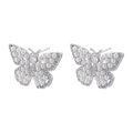 Pendientes de mariposa en latón chapado en oro de 18K con perlas y circonitas blancas - Oro Blanco