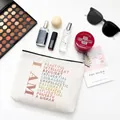 Letter printed canvas makeup bag with affirmations and beauty accessories - 25×18cm Style A (I AM BEAUTIFUL INTELLIGENT)