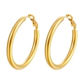 Orecchini a cerchio spessi in acciaio inossidabile placcato oro 18K per donne trendy - 3x30mm / Oro