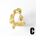 Minimalist 18k gold plated irregular organic lava ring with polished finish style C - Irregular Lava Style (C)