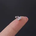 20G stainless steel helix stud earring featuring fan-shaped Aurora Borealis cubic zirconia - Crown Shape Aurora Gemstone Style (HSPJ308-10#S)
