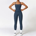 Ensemble de yoga brossé moulant pour femmes avec gilet bleu foncé et legging taille haute - S / Haut Et Bas / Bleu Marine