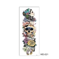 Waterproof full arm temporary tattoo with skull, rose, and vintage woman design WD-021 - WD-021/Retro Female Skull Banner