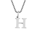 Minimalist silver stainless steel necklace with uppercase H letter pendant on box chain - Letter H-Steel
