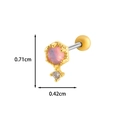 Detail of pink heart cartilage stud earring with dimensions 0.71cm by 0.42cm - 3# Opal Dangle Gold