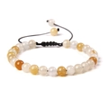 6mm natural tiger eye bead bracelet with yellow and amber stones on woven black cord - 6mm (Stretchable) / Translucent Yellow Aventurine