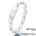 Bracciale a catena in acciaio inossidabile argento con maglie a H e chiusura magnetica - 220mm*11mm / Stile Argento Lucido (KB206316-ZCG)