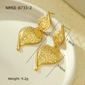 Detailed size measurement of golden leaf earrings with natural textured metal finish - 18K Gold
