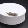 Handmade gold wire-wrapped grey spotted stone hexagonal pendant necklace for women - Labradorite